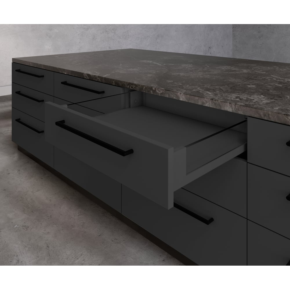 Изображение товара Выдвижной ящик GTV AXIS PRO L-550 мм, низкий H-86 мм, со стеклянными боковинами, антрацит PB-AXISPRO-GLASS-KPL550A