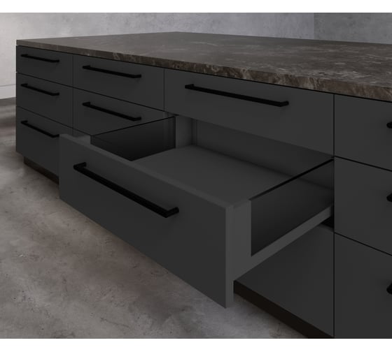 Изображение товара Выдвижной ящик GTV AXIS PRO L-500 мм, средний H-120 мм, со стеклянными боковинами, антрацит PB-AXISPRO-GLASS-KPL500B