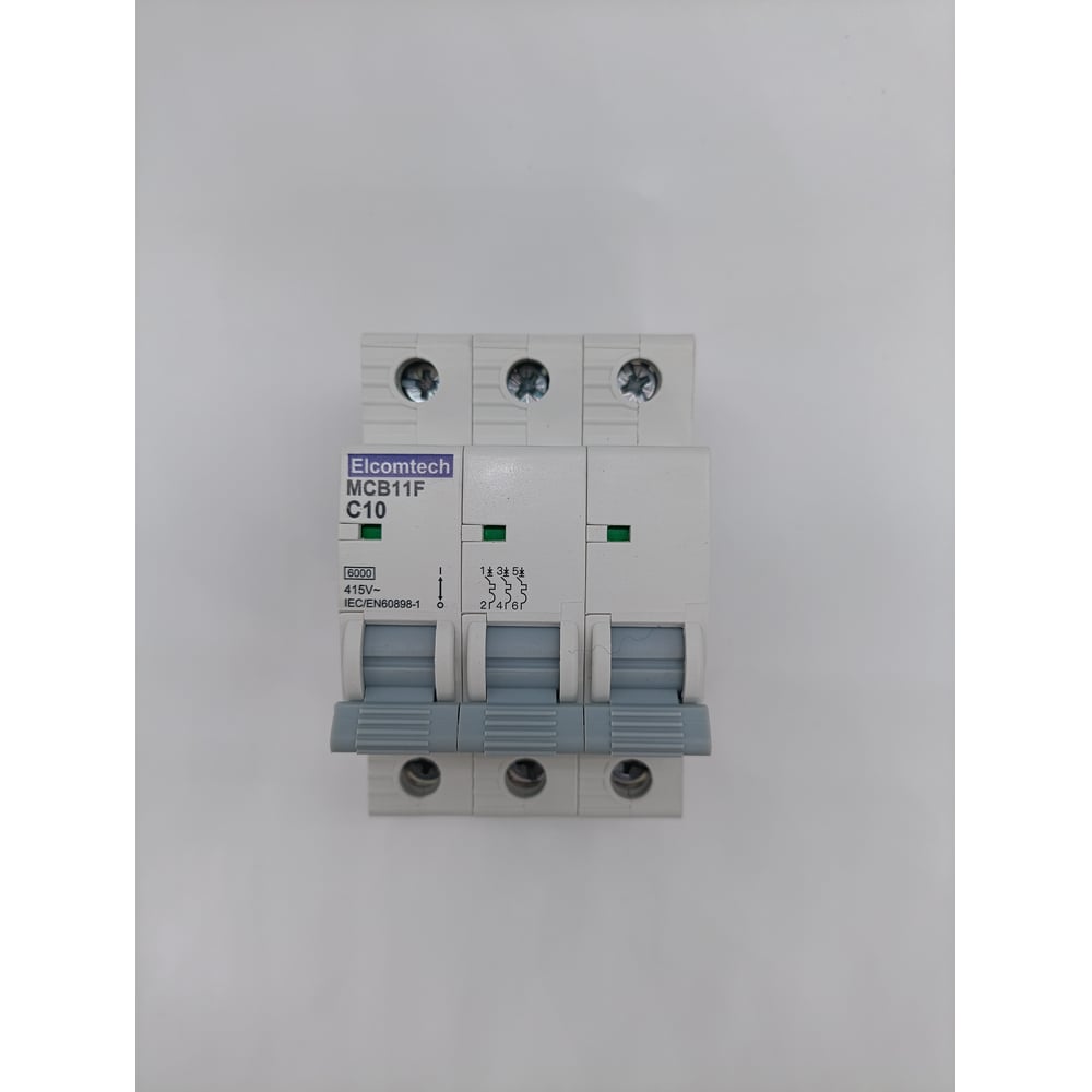 Изображение товара Автоматический выключатель ELCOMTECH MCB11F-6-3C10AC 415 В триполюсный модульный