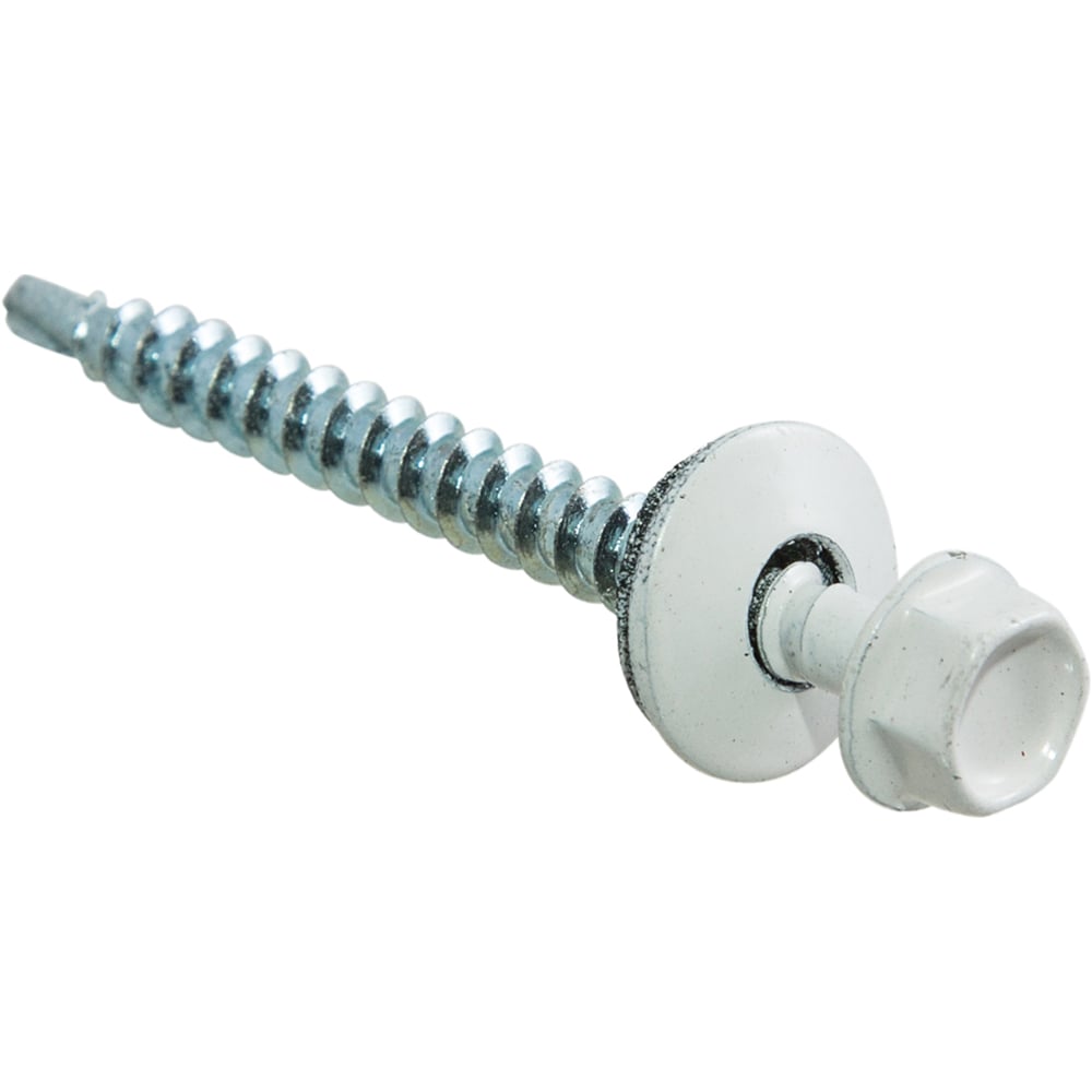 Изображение товара Кровельные саморезы с буром Стройбат 4,8x70 белый 60 шт монтажные кровельные винты