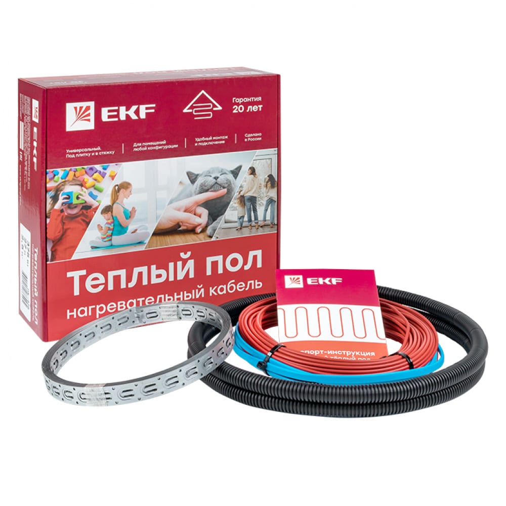 Нагревательный кабель для теплого пола EKF нагревательный кабель 4 m climatiq pipe