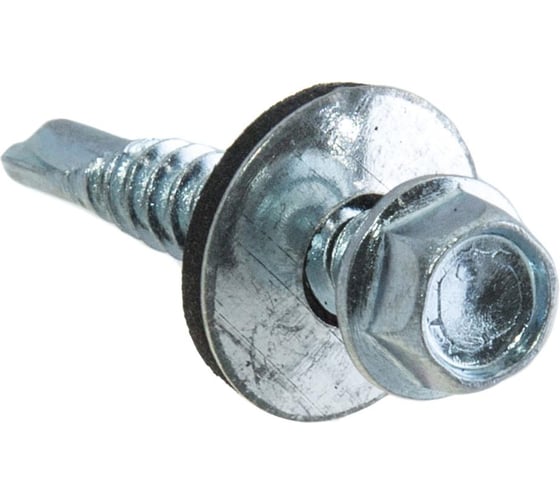 Изображение товара Кровельные саморезы Стройбат с буром 6,3x 19 белый цинк 60 шт 293680