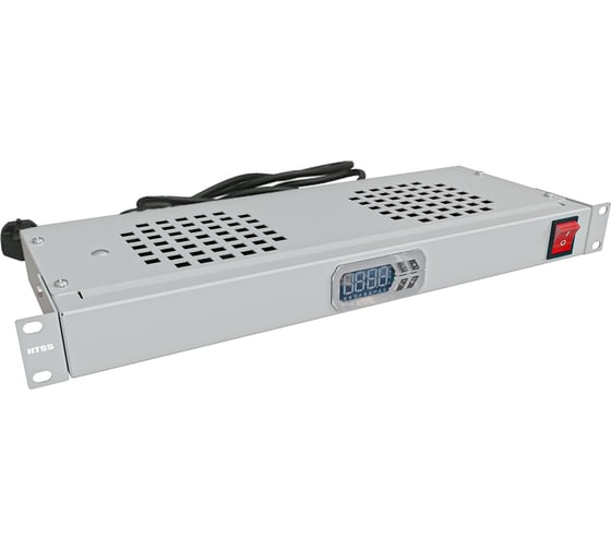 Изображение товара Модуль вентиляторный NTSS крепление на 19 1U, 2 элемента, электронный термоконтроллер, цифровой термодатчик, серый RAL 7035 NTSS-FAN2/19T