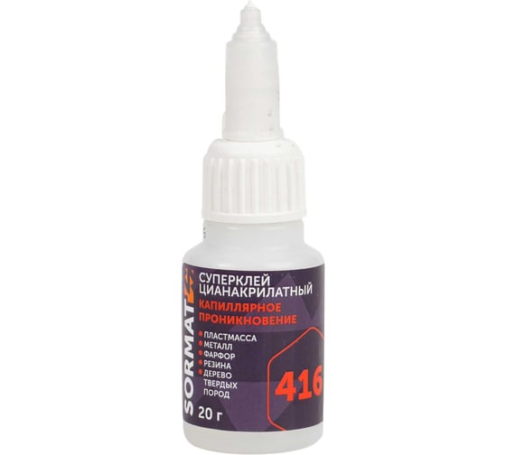 Изображение товара Цианоакрилатный клей SORMAT 416, жидкий 20 г 9630220416