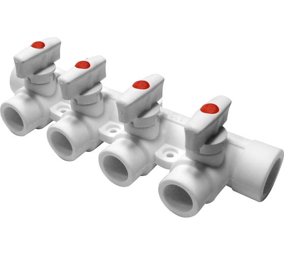 Изображение товара Коллектор PRO AQUA PP-R с 4 выходами, белый, ШК 25-20 PA6710408Pb