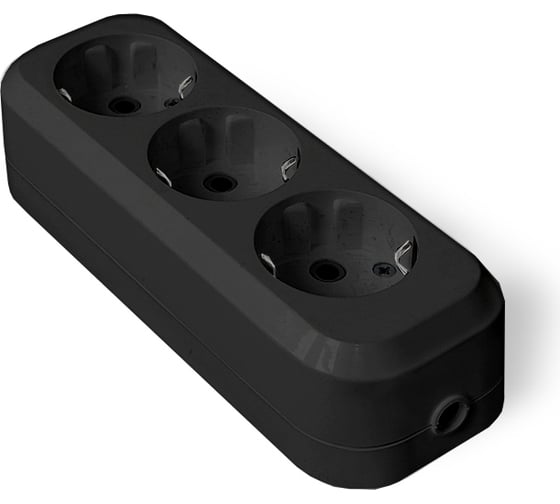Изображение товара Колодка UNIVersal 3 гнезда с/з AБС-пластик (еврослот) черный 1307