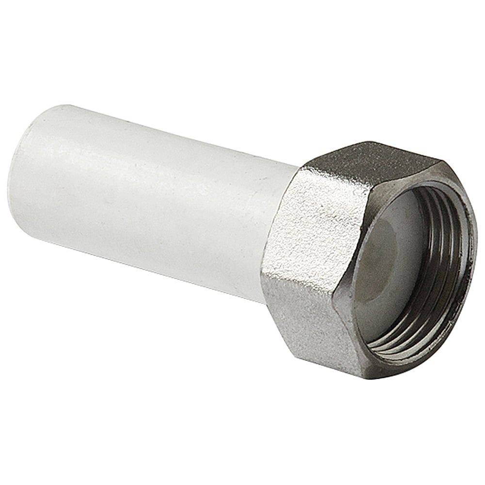 Штуцер PRO AQUA PP-R с накидной гайкой, белый, ШК 32-1.1/4 PA70016b