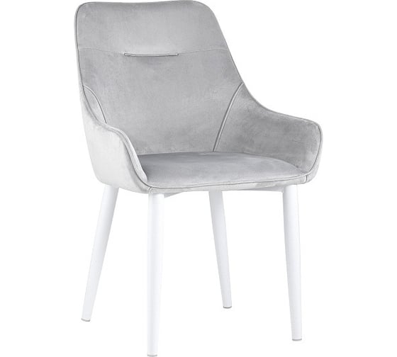 Изображение товара Обеденный стул для кухни Стул Груп Диана велюр, серебристый, ножки белые MC101-2 KD HLR-14