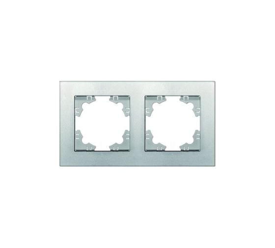 Изображение товара Рамка фактурная двухместная универсальная UNIVersal серия "Афина" серебро (еврослот) A10044-S