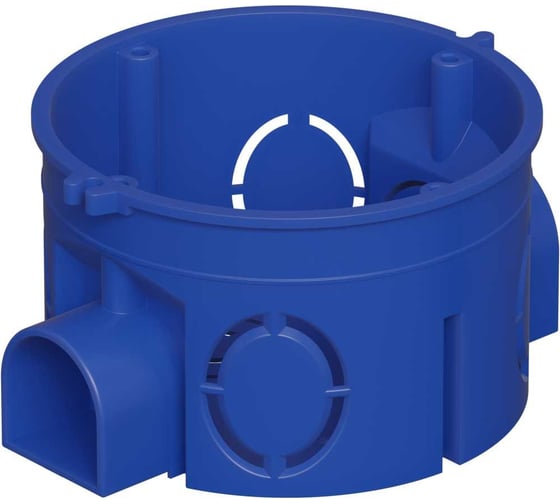 Изображение товара Коробка установочная для твердых стен Экопласт D=65x40мм со стык. ушками, без галогена, (межцентр 71мм), синий IP30 44660HF