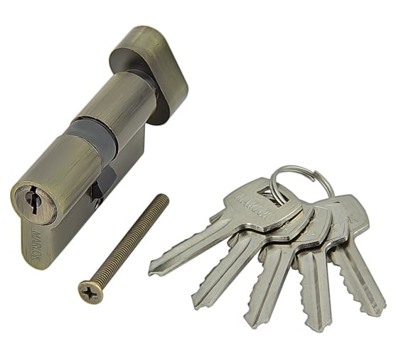 Изображение товара Цилиндр стальной Marlok ЦМВ 60-5К, английский ключ/вертушка, AB бронза 006089