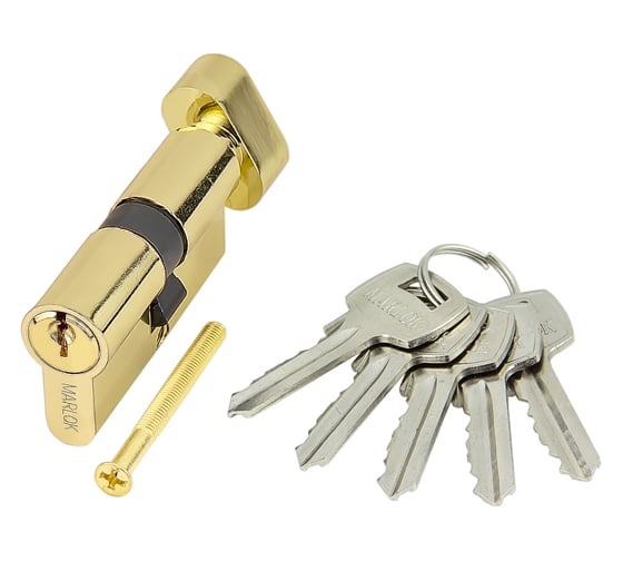 Изображение товара Цилиндр стальной Marlok ЦМВ 80(40/40)-5К, английский ключ/вертушка, PB золото 018908