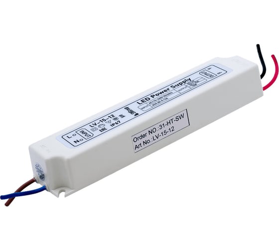 Изображение товара Блок питания для ленты SWG IP67, пластик, 15W, 12V, LV-15-12 00000000230