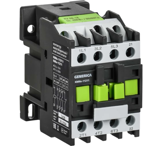 Изображение товара Контактор GENERICA КМИе-11211 12А 400В/АС3 1NC KKME11-012-400-01