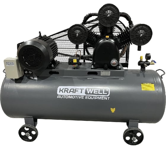 Изображение товара Поршневой компрессор KraftWell 950 л/мин, 10 бар, 300 л, 380В, сеть 380 В, произв-ть 950 л/мин, объем ресивера 300 л, в комплекте KRW-AC950-300L