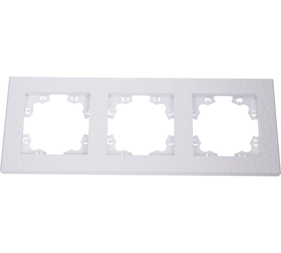 Изображение товара Рамка фактурная трехместная универсальная UNIVersal серия "Афина" белая (еврослот) A10045