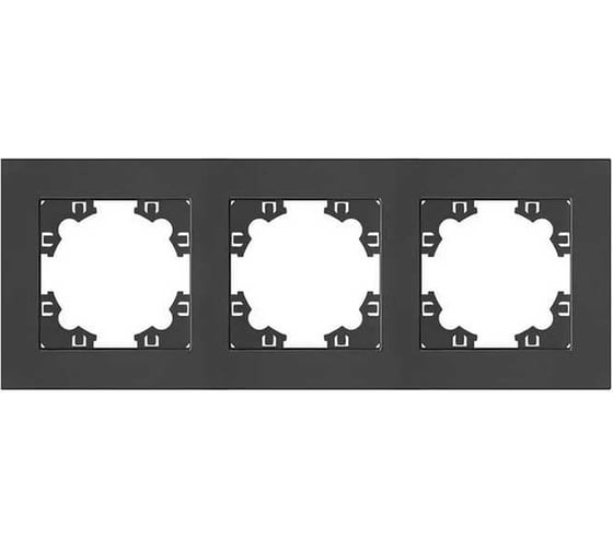Изображение товара Рамка фактурная трехместная универсальная UNIVersal серия "Афина" графит (еврослот) A10045-Gr