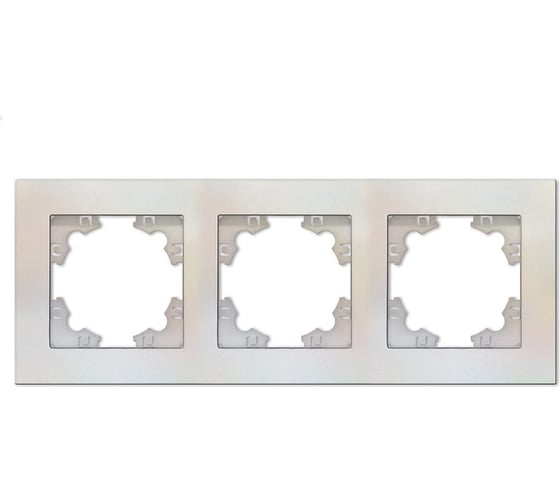 Изображение товара Рамка фактурная трехместная универсальная UNIVersal серия "Афина" жемчуг (еврослот) A10045-OBr