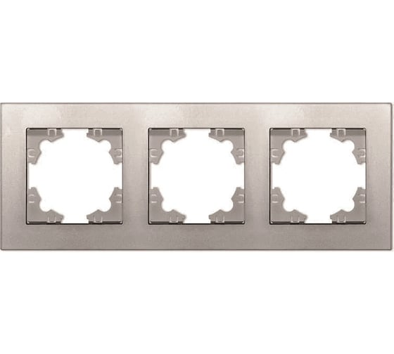 Изображение товара Рамка фактурная трехместная универсальная UNIVersal серия "Афина" серебро (еврослот) A10045-S