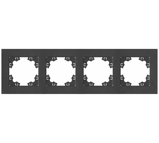 Изображение товара Рамка фактурная четырехместная универсальная UNIVersal серия "Афина" графит (еврослот) A10046-Gr