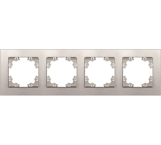 Изображение товара Рамка фактурная четырехместная универсальная UNIVersal серия "Афина" серебро (еврослот) A10046-S