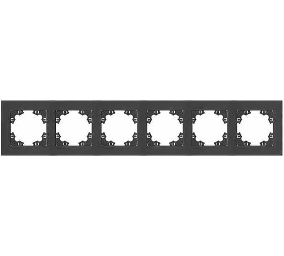 Изображение товара Рамка фактурная шестиместная универсальная UNIVersal серия "Афина" графит (еврослот) A11043-Gr