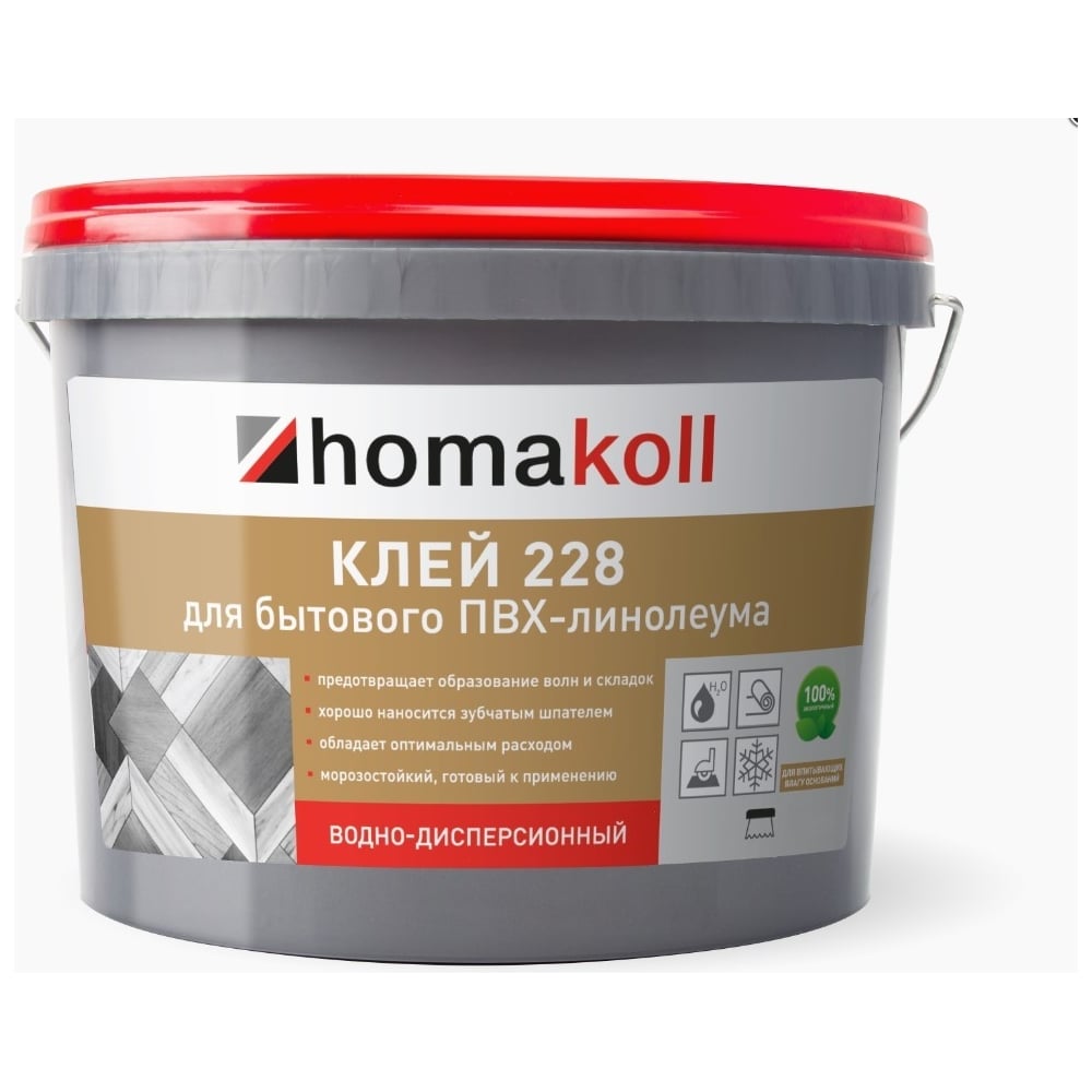 Изображение товара Клей для бытового линолеума Homakoll 228 14 кг, водно-дисперсионный 4680136700409 228-14-19