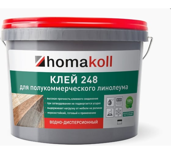 Изображение товара Клей для полукоммерческого линолеума Homakoll 248 14 кг, водно-дисперсионный 4680136700430 248-14-19