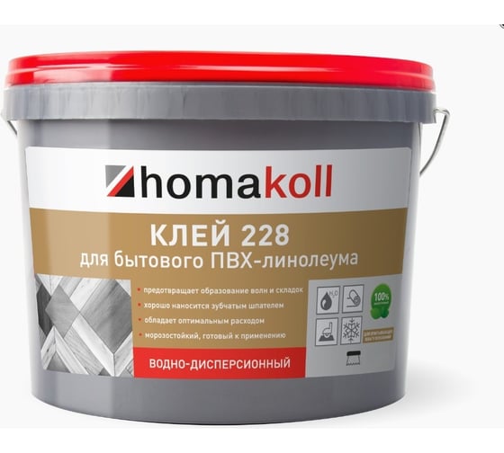 Изображение товара Клей для бытового линолеума Homakoll 228 4 кг, водно-дисперсионный 4680136700386