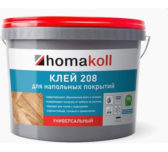 Изображение товара Клей для напольных покрытий Homakoll 208 7 кг, универсальный 4680136700300