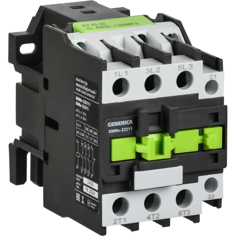 Изображение товара Контактор IEK КМИе-23211 32А 230В 3 полюса модульный IP20