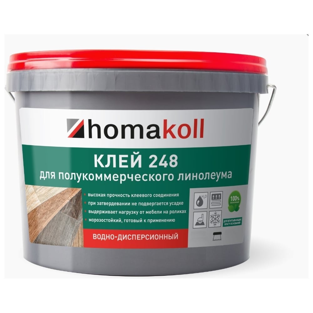 Изображение товара Клей для полукоммерческого линолеума Homakoll 248 7 кг, водно-дисперсионный 4680136700423