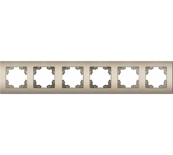 Изображение товара Рамка фактурная шестиместная универсальная UNIVersal серия "Афина" шампань (еврослот) A11043-Br