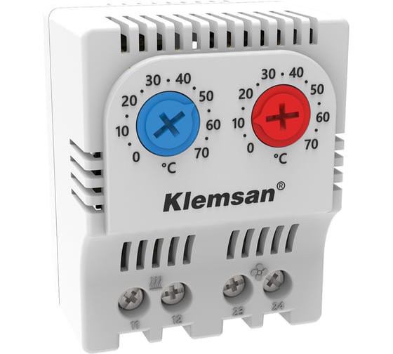 Изображение товара Термостат сдвоеный KLM TM 12 Thermostat Heat-Cool регулирование нагревания, охлаждения вентиляции NO NC Klemsan 0.0.0.6.80003