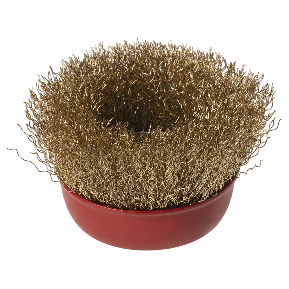 Изображение товара Насадка на болгарку, щетка по металлу для УШМ "чашка", 75 мм, гайка М14, латунированная витая проволока d 0,3 мм, TDM ELECTRIC «Рубин» SQ1096-0209