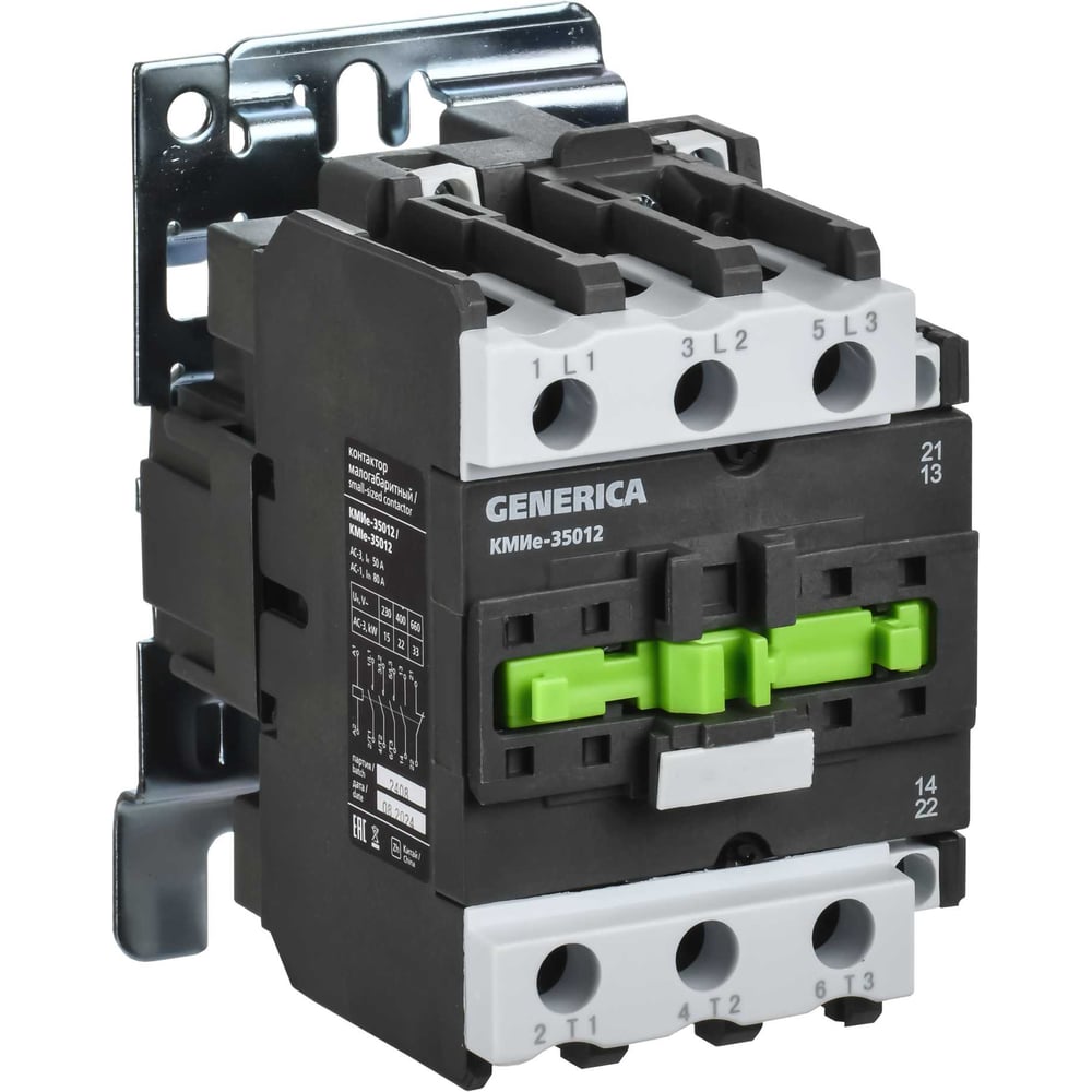 Изображение товара Контактор IEK КМИе-35012 с номиналом 50А, 400В, IP20, модульный