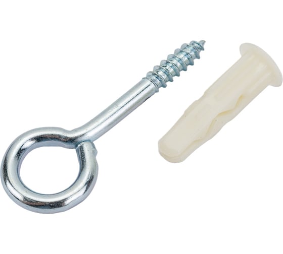 Изображение товара Петля-шуруп ЕВРОПАРТНЕР Zn L30 x d4,1 х O9,6 в компл. c дюбелем MULTI 6x25 6 шт. MP 302 17