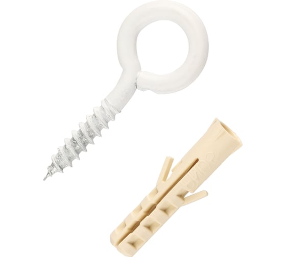 Изображение товара Петля-шуруп ЕВРОПАРТНЕР бел. L10 х d3 x O5 мм 4 шт. 13 6298 1