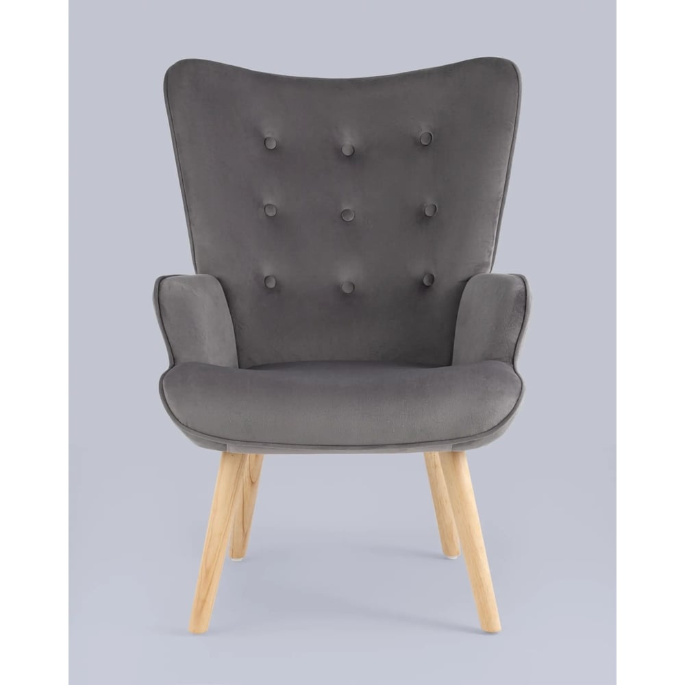 Изображение товара Кресло для гостиной Стул Груп Хью велюр серый QH-8901K HLR-20