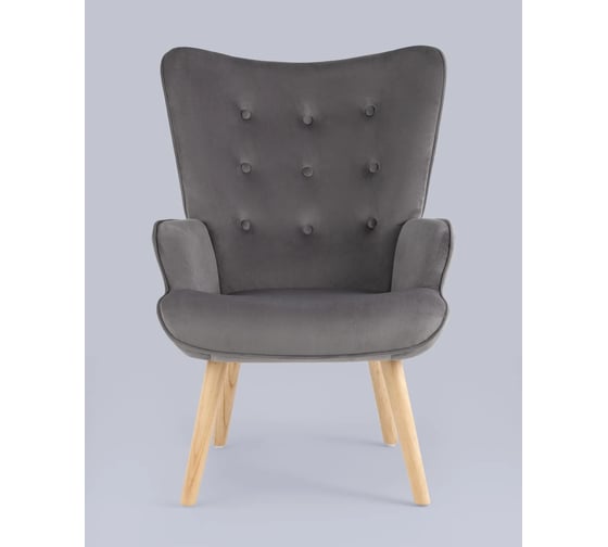 Изображение товара Кресло для гостиной Стул Груп Хью велюр серый QH-8901K HLR-20