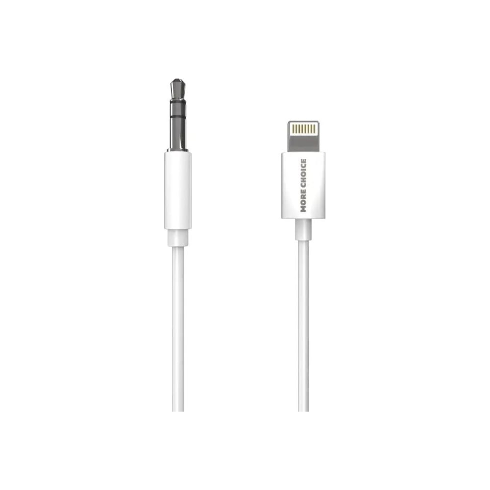 Изображение товара Аудиокабель More Choice AUX 3.5 мм Lightning 8-pin 1м белый