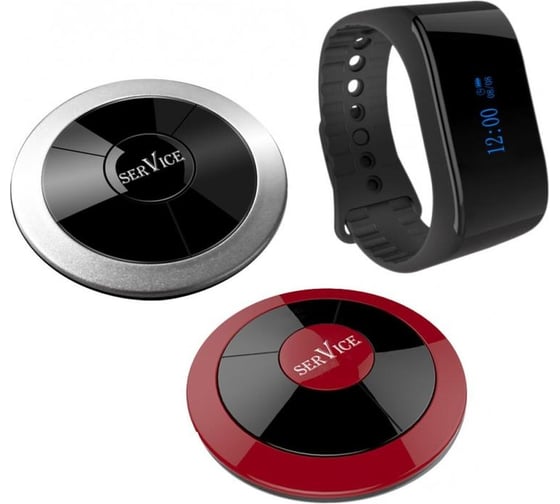 Изображение товара Кнопка вызова персонала ООО Комус Ruknopka, звонок RU 1, пейджер RU 69, зарядка 741078