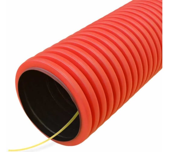 Изображение товара Гофрированная двустенная труба Промрукав ПНД гибкая тип 450 с/з красная д63, 20м/уп PR15.0235