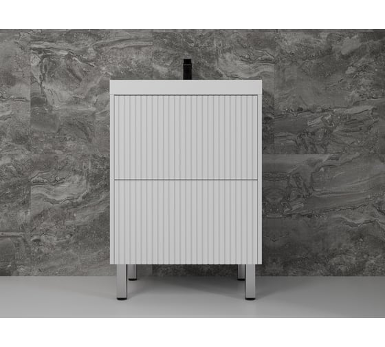 Изображение товара Тумба напольная Style Line Стокгольм 60, Classic 60, (2 ящ.) белый рифленый софт, PUSH ЛС-00002333