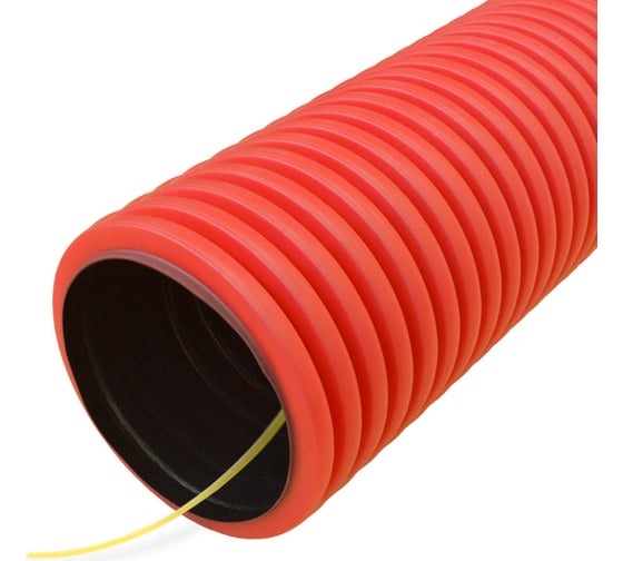 Изображение товара Гофрированная двустенная труба Промрукав ПНД гибкая тип 450 с/з красная д75, 20м/уп PR15.0237