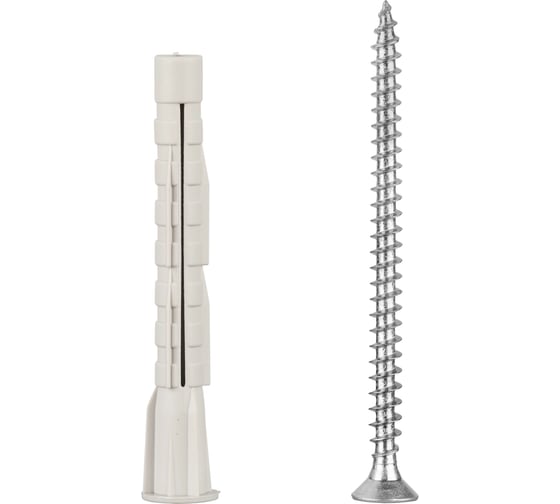 Изображение товара Универсальный нейлоновый дюбель ЕВРОПАРТНЕР PDU N 6х50 с шурупом 4х60 Zn 20 шт. 1 0480 1