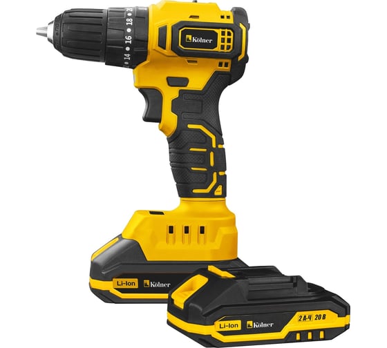 Изображение товара Ударная аккумуляторная дрель-шуруповерт Kolner 20В, BL, 45Нм, KCD 20/2BLC, патрон БЗП 10 мм, 0-450/0-1700 об/мин (2x2.0 Ач, зу, набор инстр, кейс) 8020100543