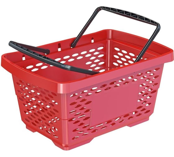 Изображение товара Корзина покупательская ООО Комус EVRJAZZ 410260 пластик красный, 28 л, усиленное дно, 2 ручки 1567840