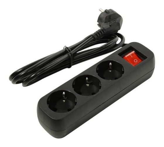 Изображение товара Удлинитель UNIVersal S-303 ПВС 3x1 3гнезда с/з выкл 2м (еврослот) черный 2019