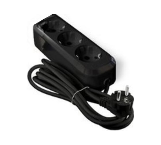 Изображение товара Удлинитель UNIVersal Е-303 ПВС 3x1 3гнезда с/з 2м (еврослот) черный 2180